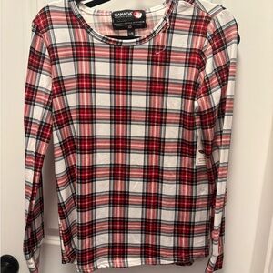 Bnwt Canada Weather Gear Red & White Plaid Long Sleeve Top